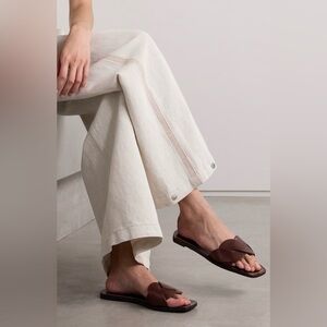 Loeffler Randal Willajo Espresso Leather Braid Sandal Size 9.5